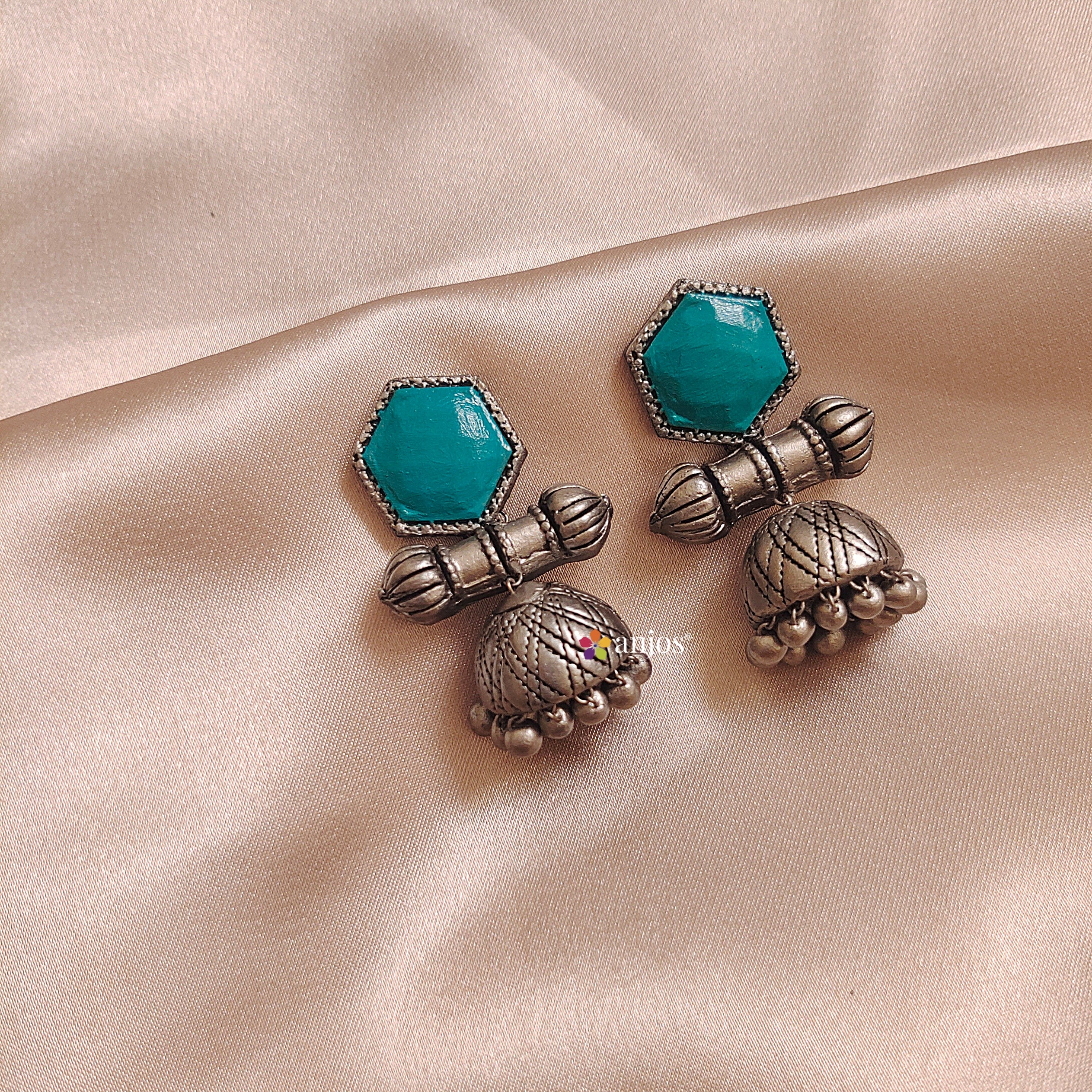 Silver Mystiqe Terracotta Jhumka