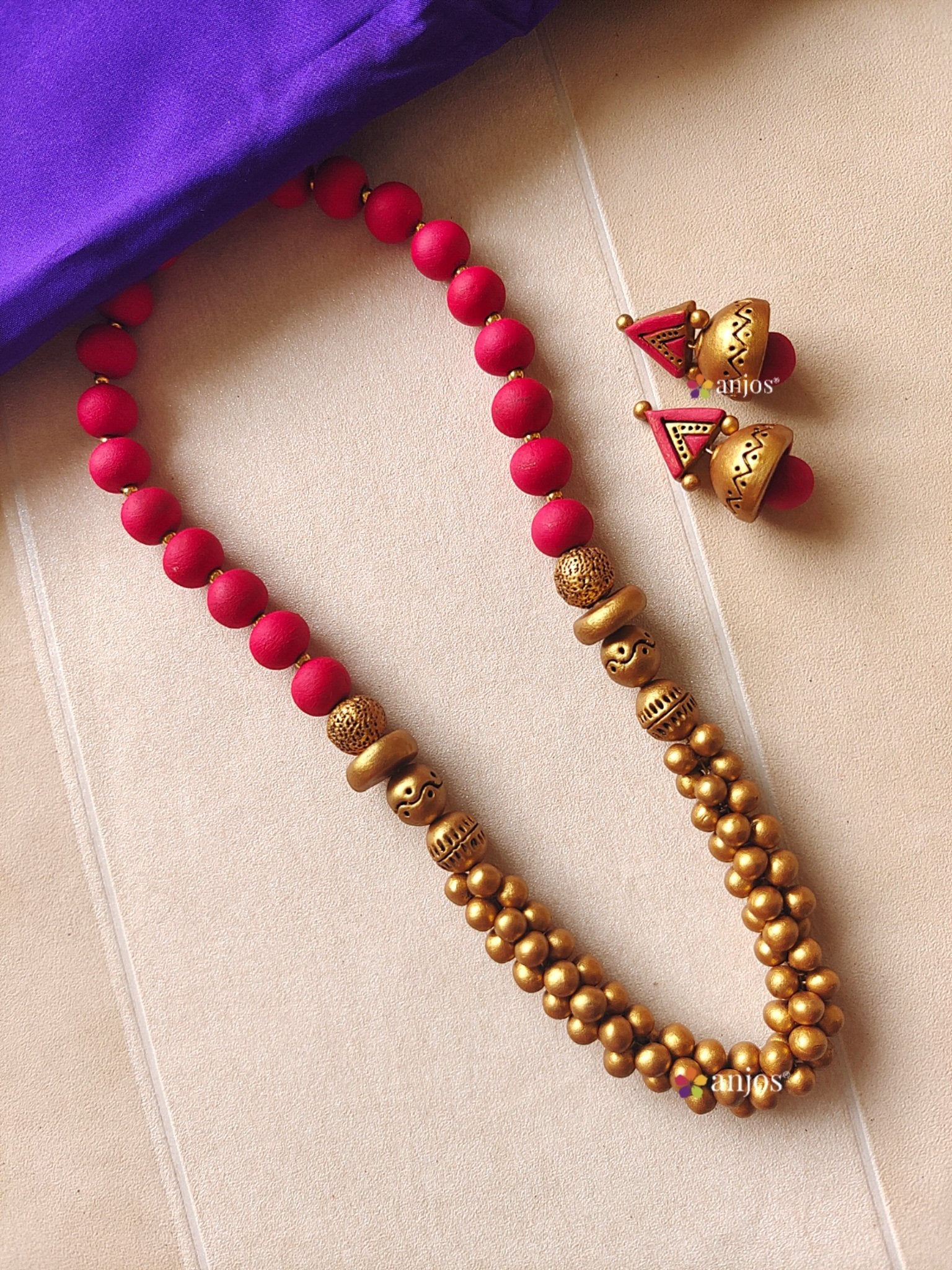 Pink Beaded Terracotta Jewellery