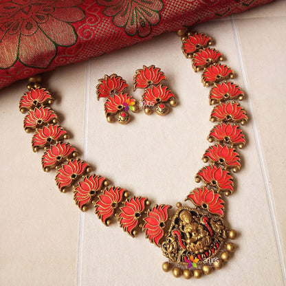 Antique Lakshmi Lotus Terracotta Neckset