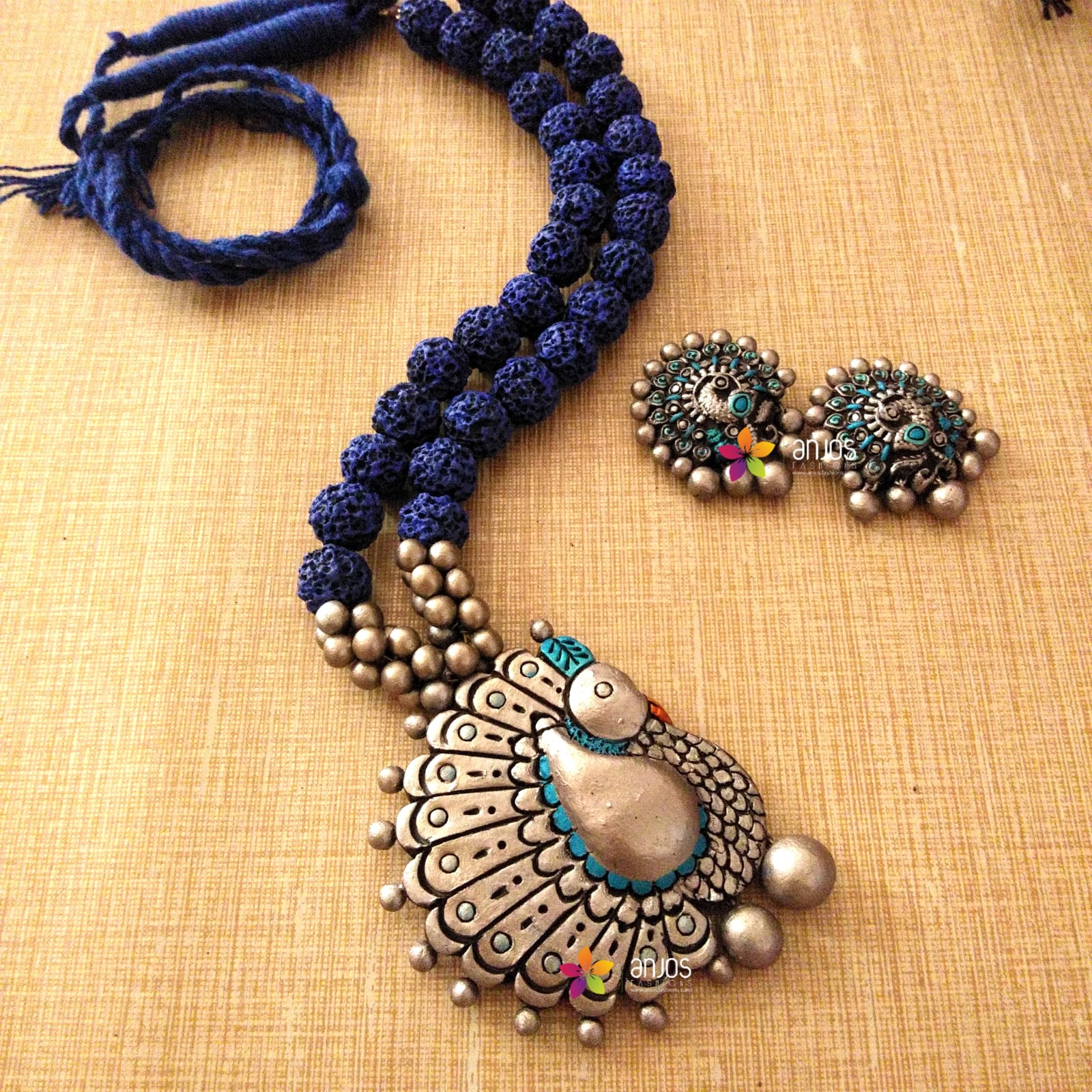 Silver Mayoora Terracotta Neckset
