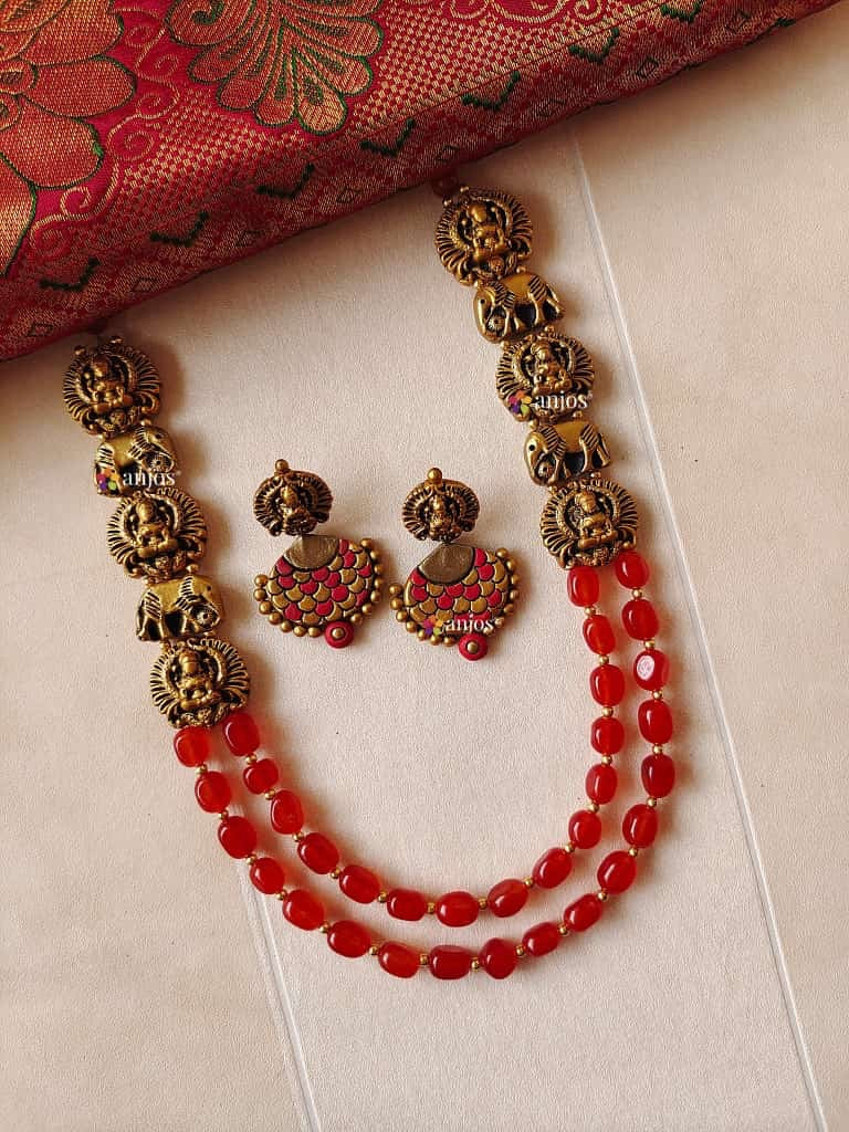 Antique Lakshmi Red Terracotta Jewellery