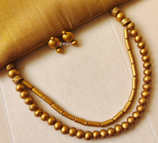 Glossy Beaded Terracotta Neckset