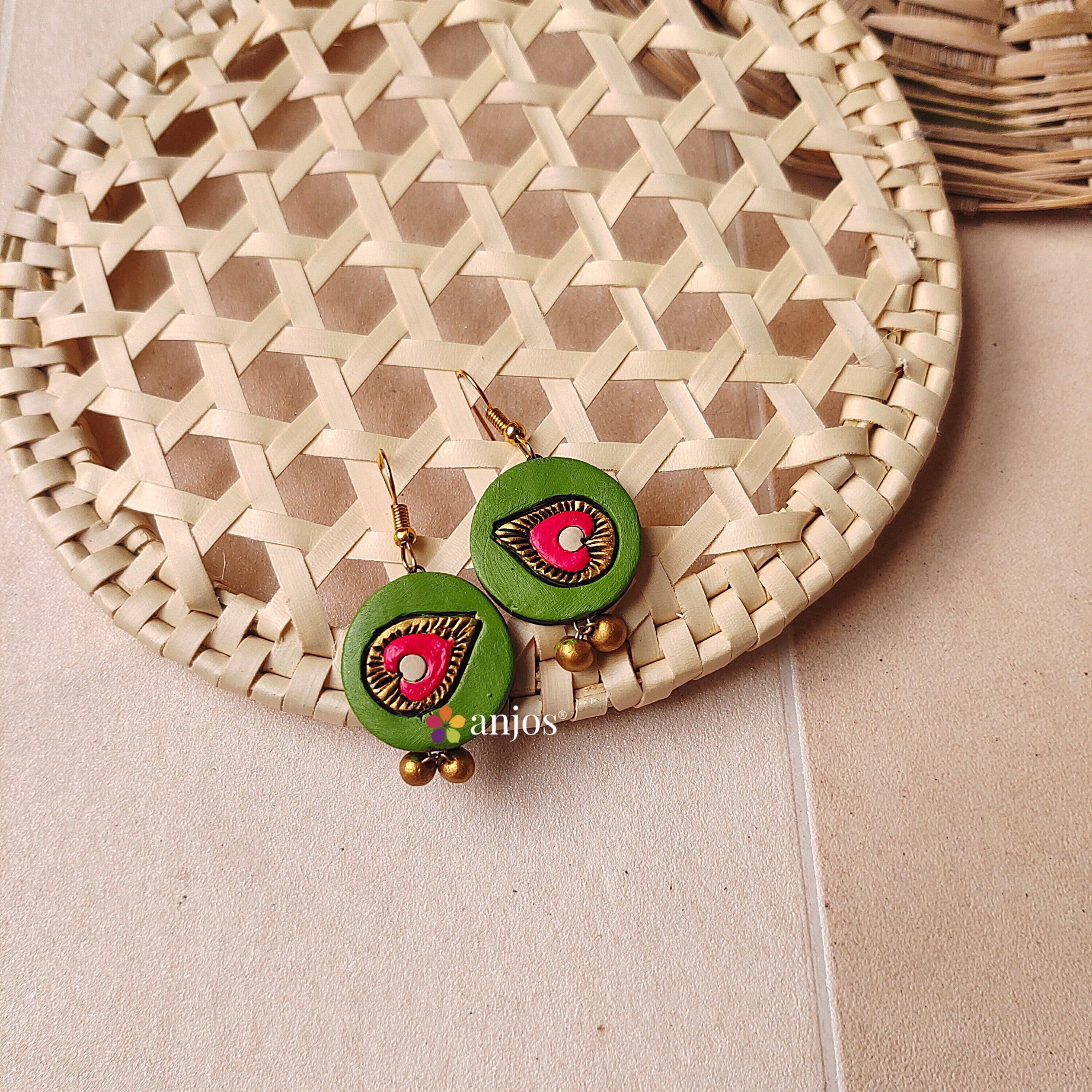 Feather Drop Terracotta Earring