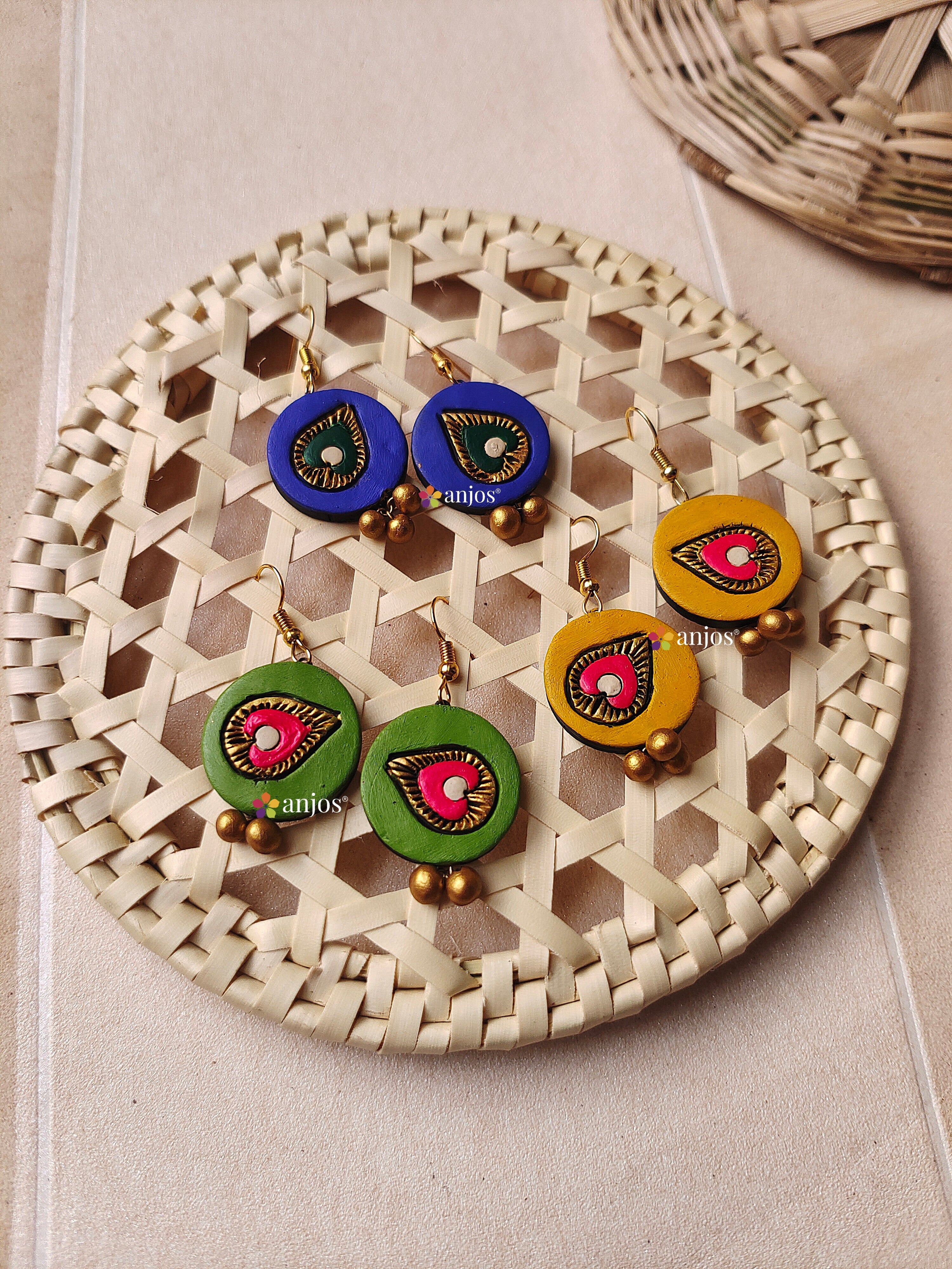 Feather Drop Terracotta Earring (pack of 3)