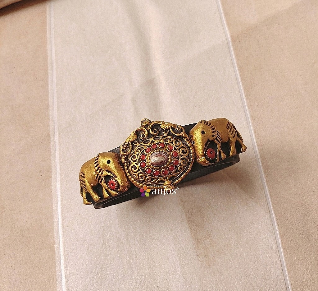 Elephant Charm Terracotta Bangle