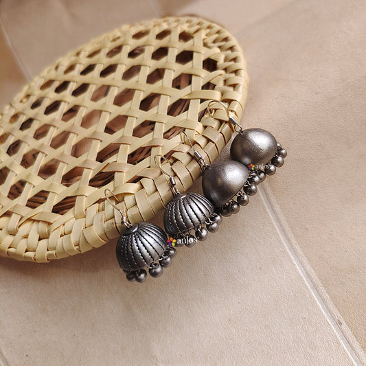 Metallic Silver Terracotta Jhumkas (pack of 2)