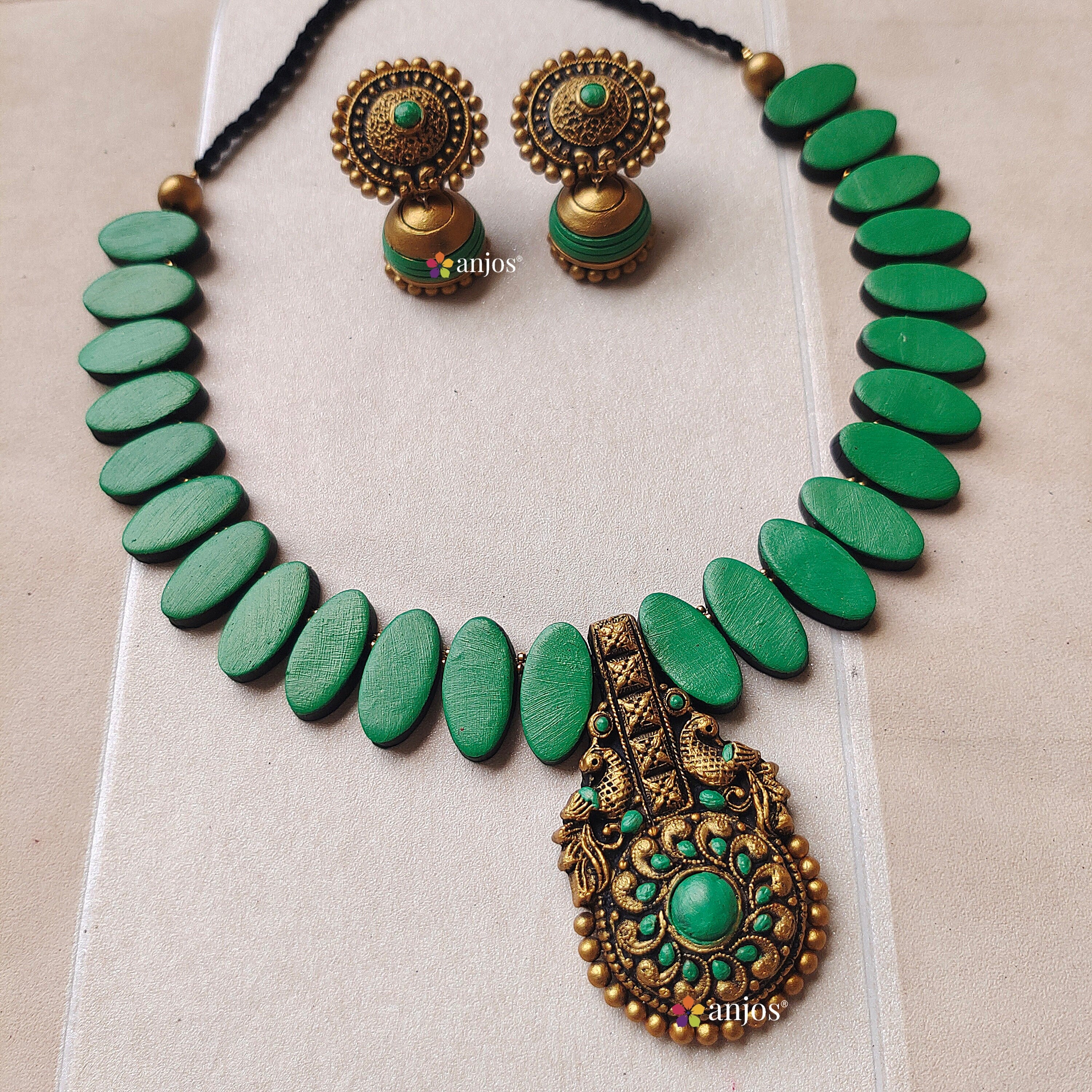 Peacock Petals Terracotta Jewellery