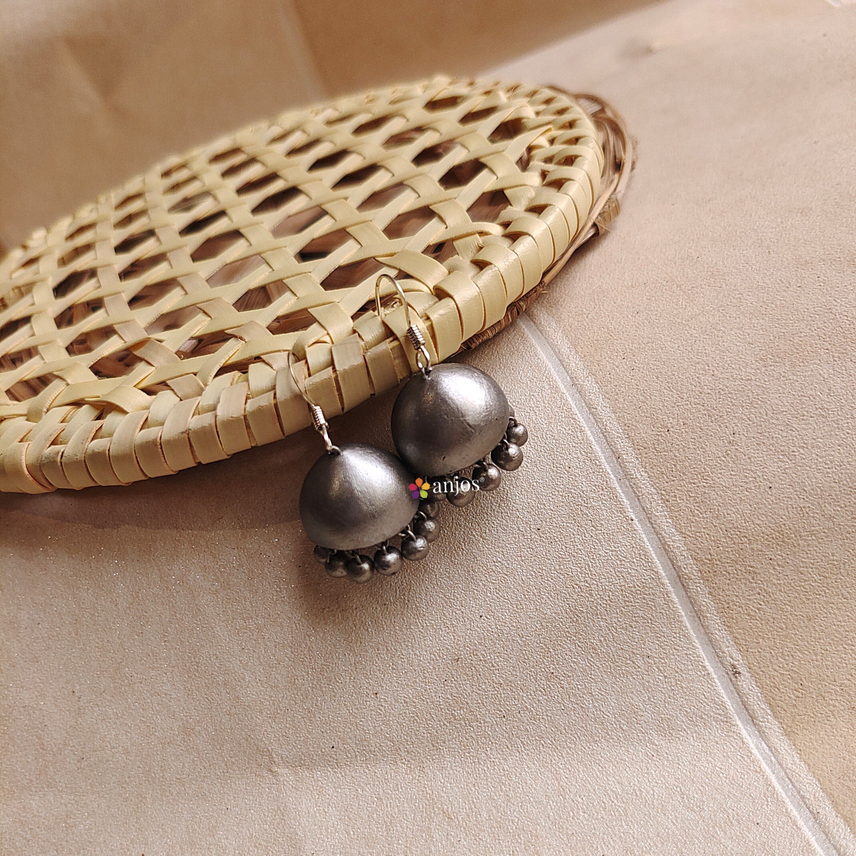 Metallic Silver Plain Jhumka