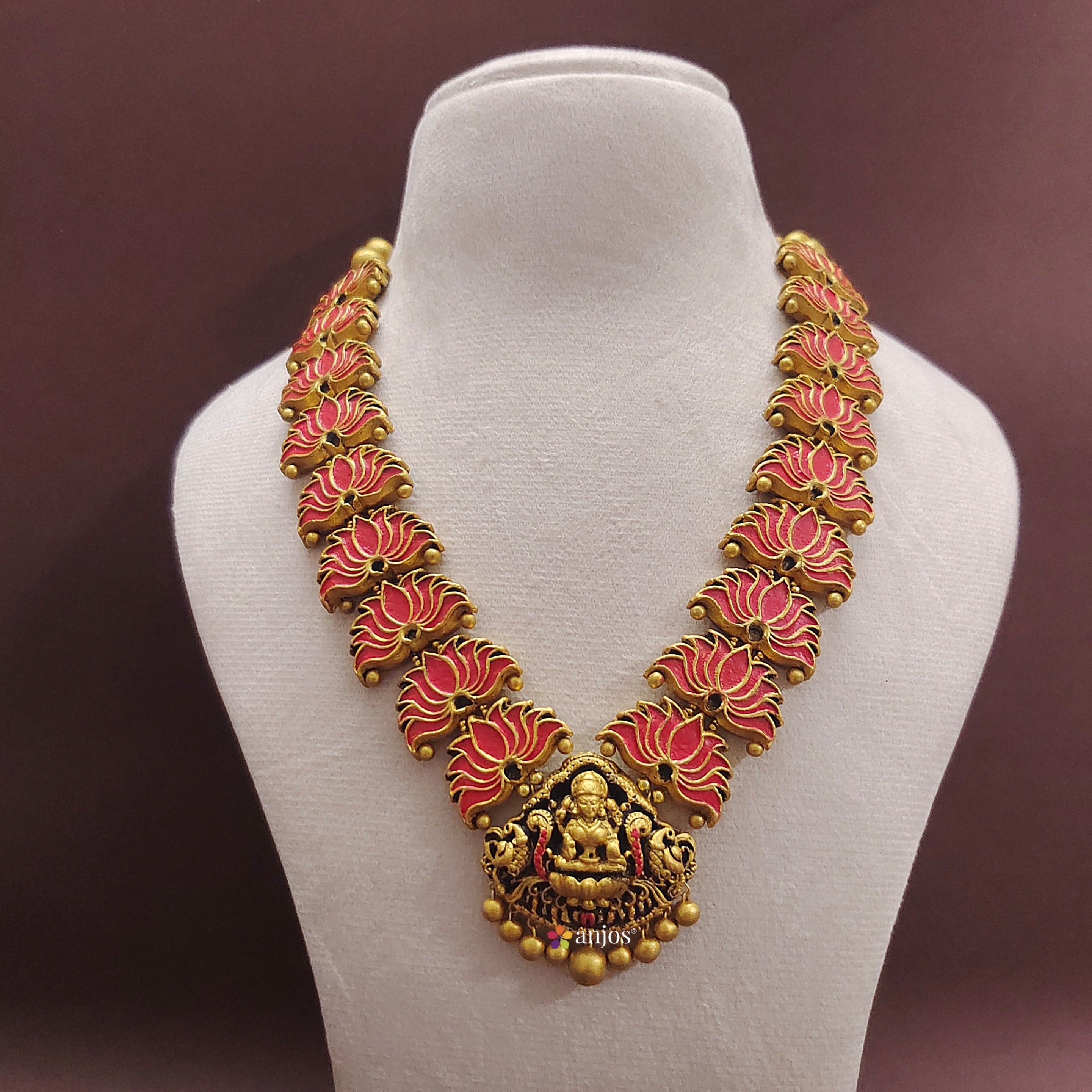 Antique Lakshmi Lotus Terracotta Neckset