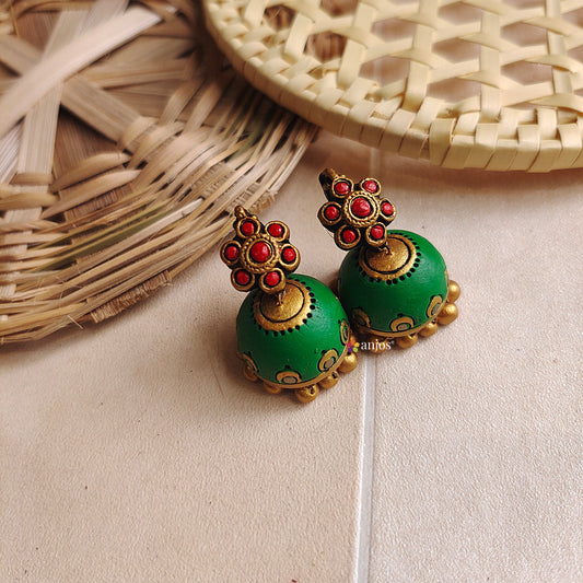 Crimson Petal Terracotta jhumka