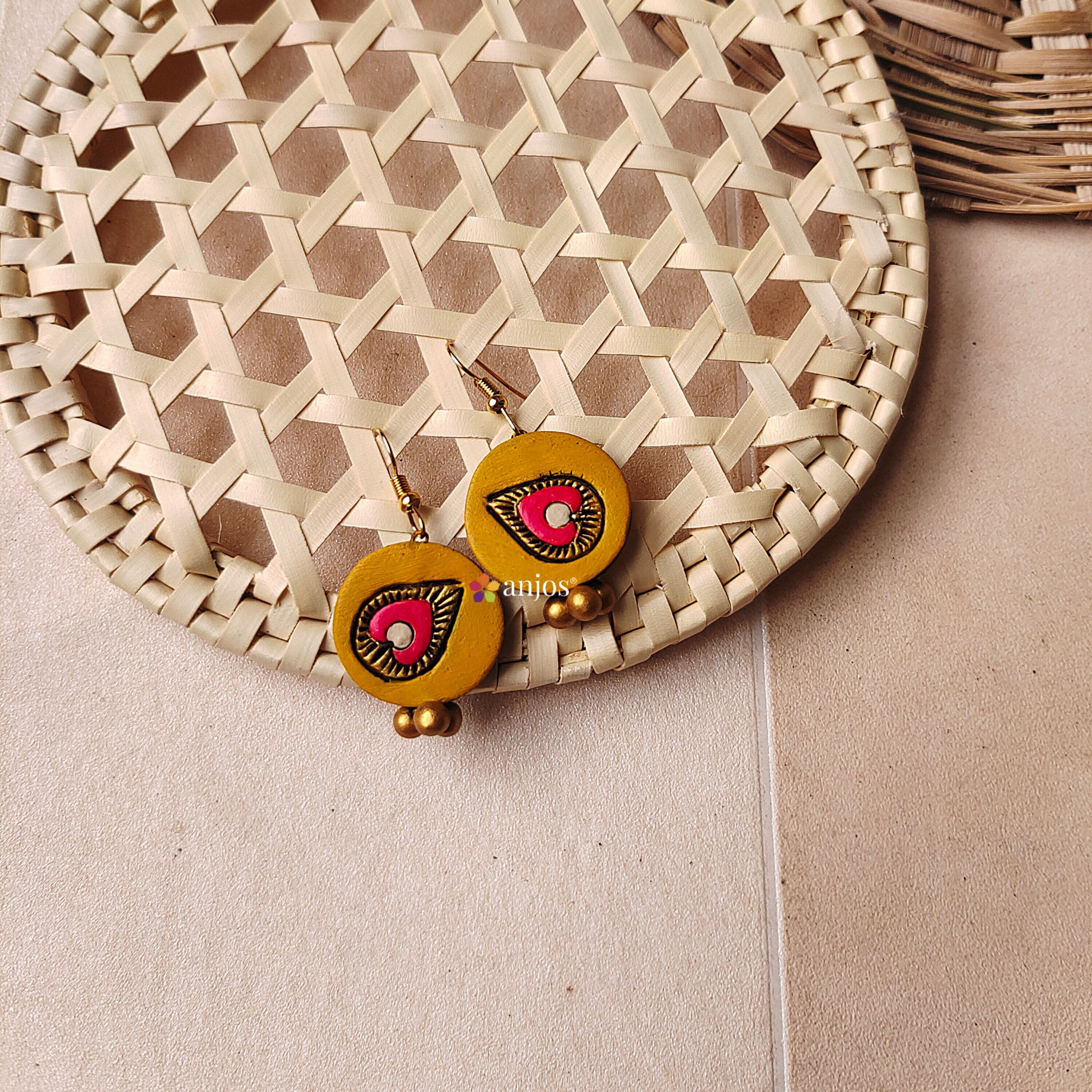 Feather Drop Terracotta Earring