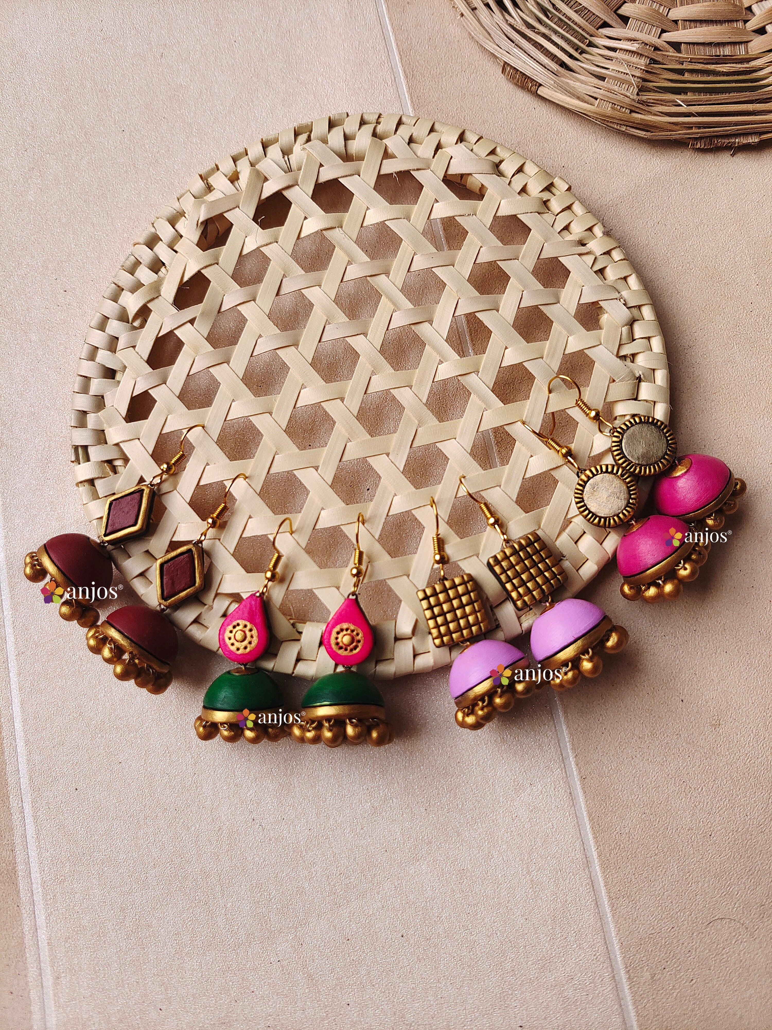 Colourful Terracotta jhumka(pack of 4)
