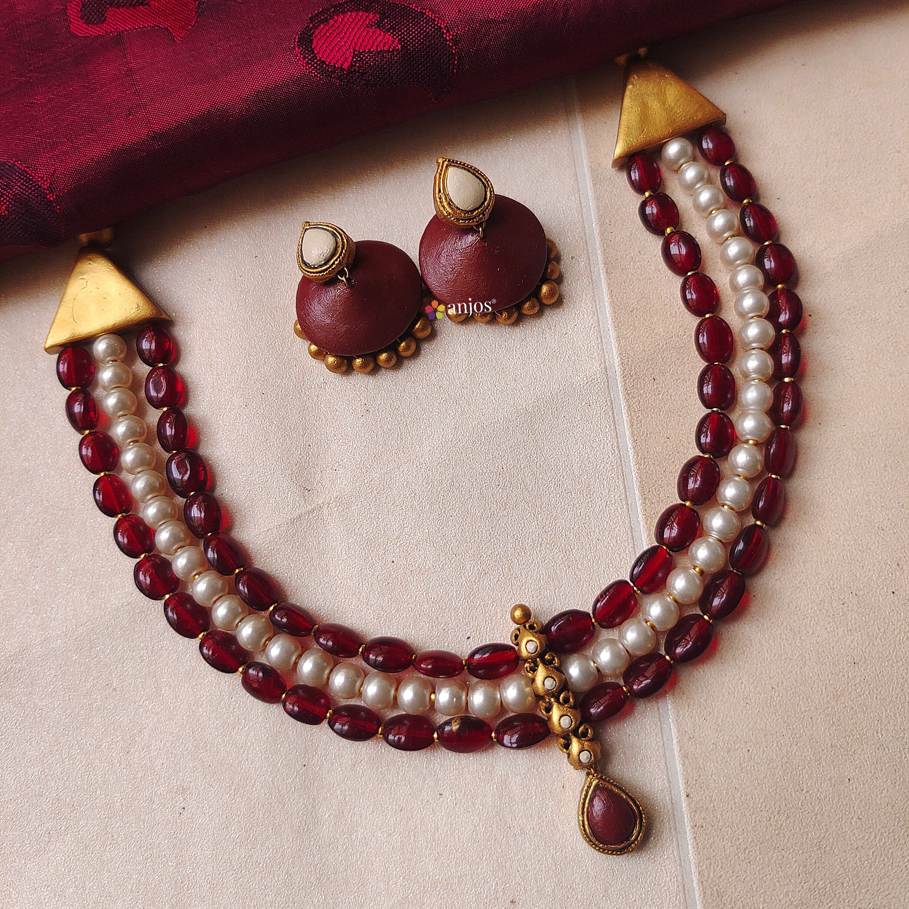 Maroon vibes Terracotta jewellery