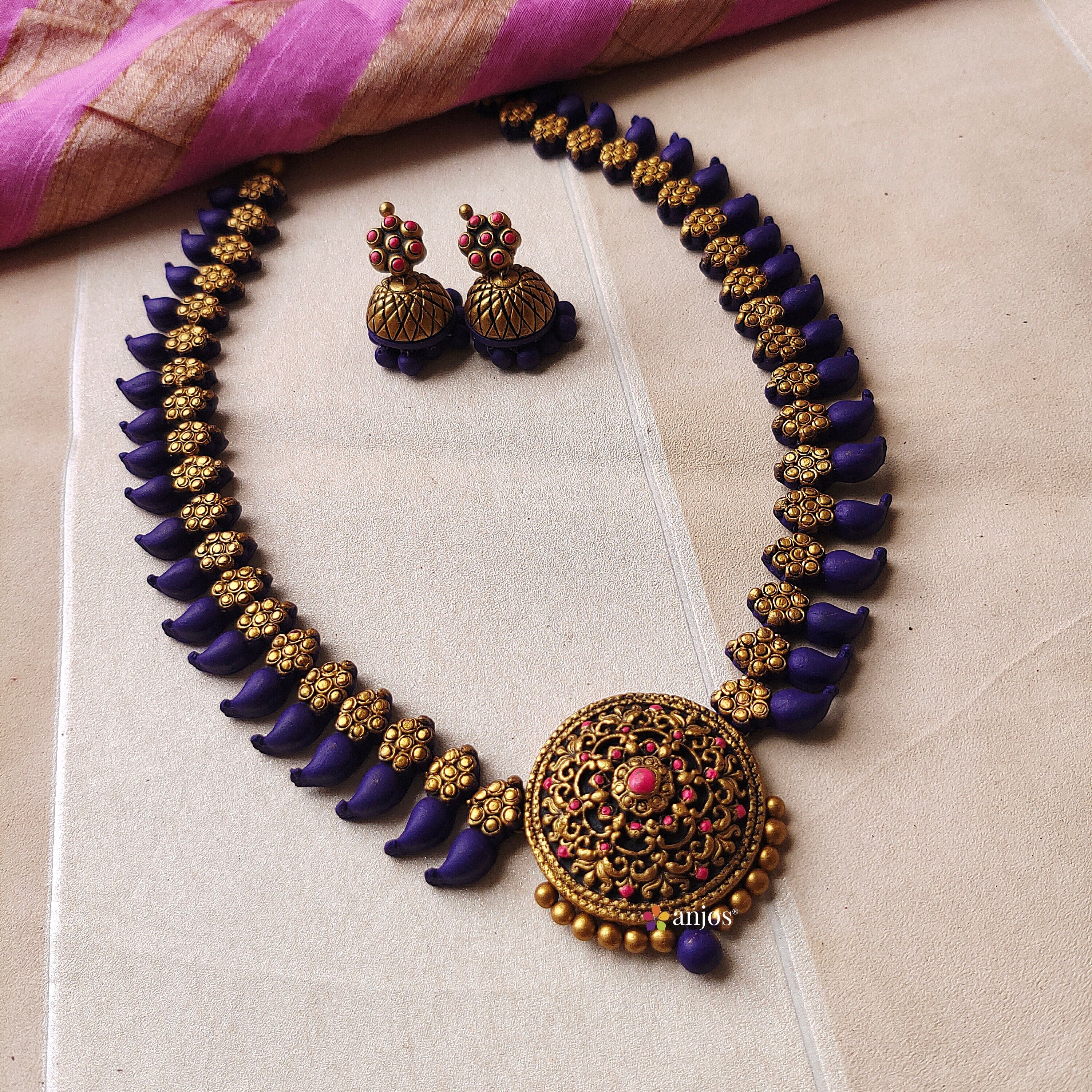 Purple Garland Terracotta Jewellery
