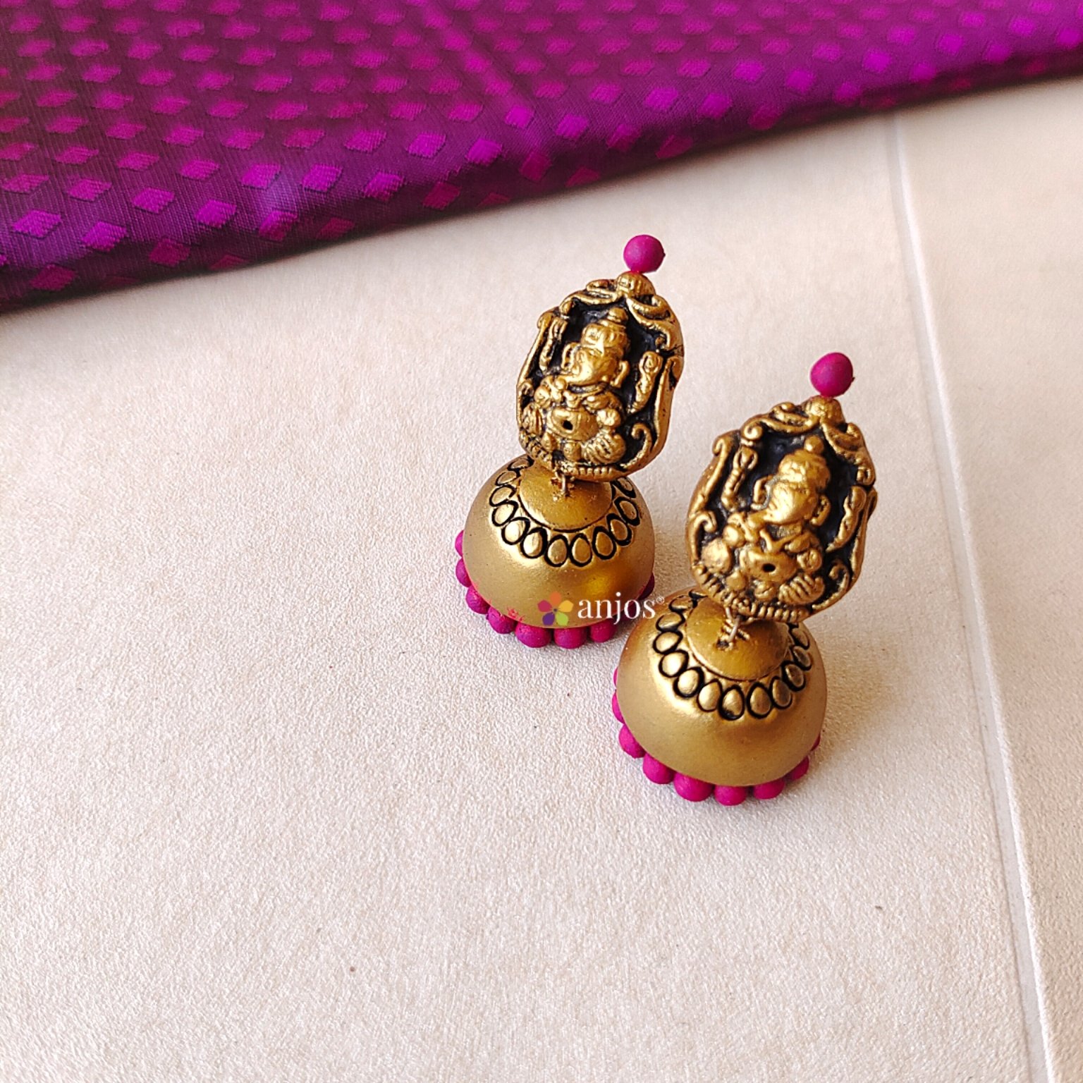 Oxidized Silver Plated jhumka jhumki Purple Beads Earrings for Women | eBay